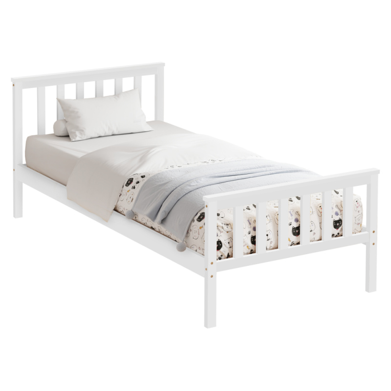 Postel s roštem, bílá, 90x200, ANATRA