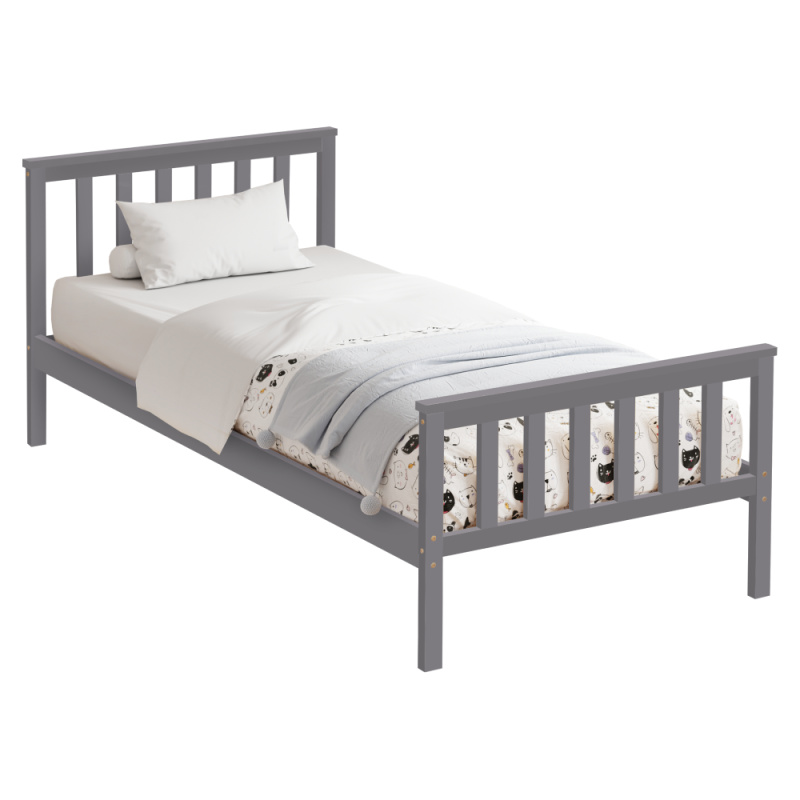 Postel s roštem, šedá, 90x200, ANATRA