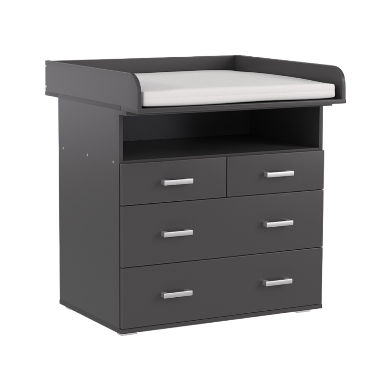 Komoda s přebalovacím pultem, grafit, REA MICKEY NEW