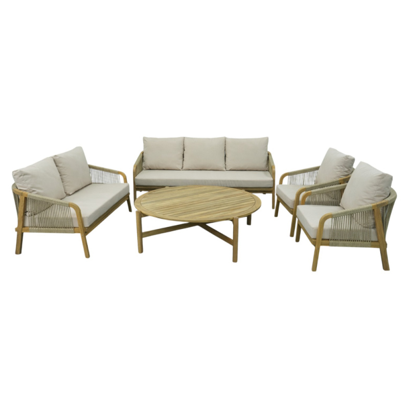 Záhradný set, akáciové drevo, béžová/prírodná, NARSI