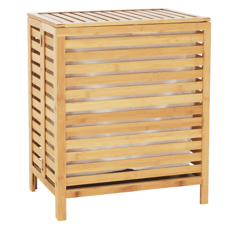 Koš na prádlo, přírodní bambus/bílá, MENORK R2, rozbalené zboží