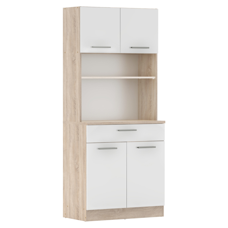Čtyřdveřový kredenc, dub sonoma/bílá, DOMIS NEW R1, rozbalené zboží