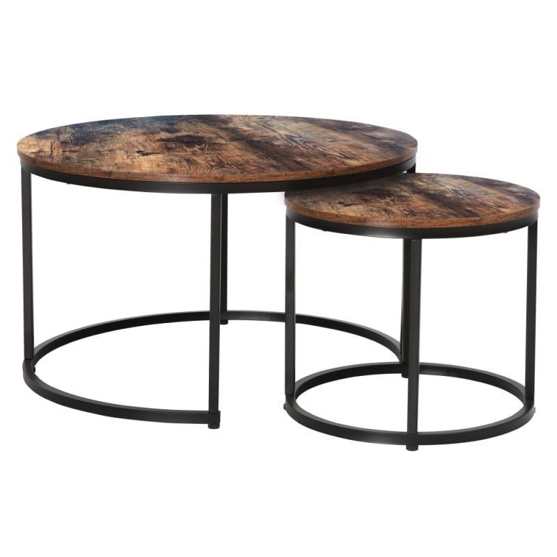 Konferenční stolky, set 2 ks, ořech/černá, CIRKO R1, rozbalené zboží