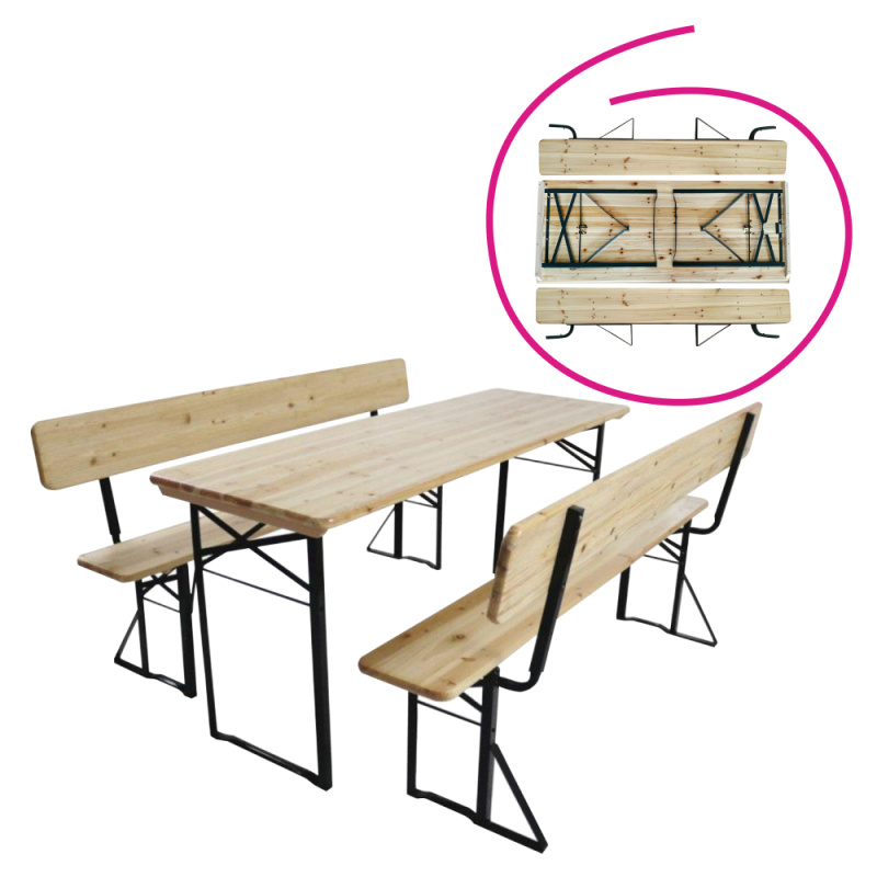 Pivní set 1+2, dřevo/kov, přírodní/černá, ELAJ