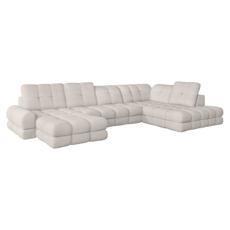 Rozkládací sedací souprava s elektrickou funkcí výsuvu, smetanová, pravá, TOLLO XL U ROH