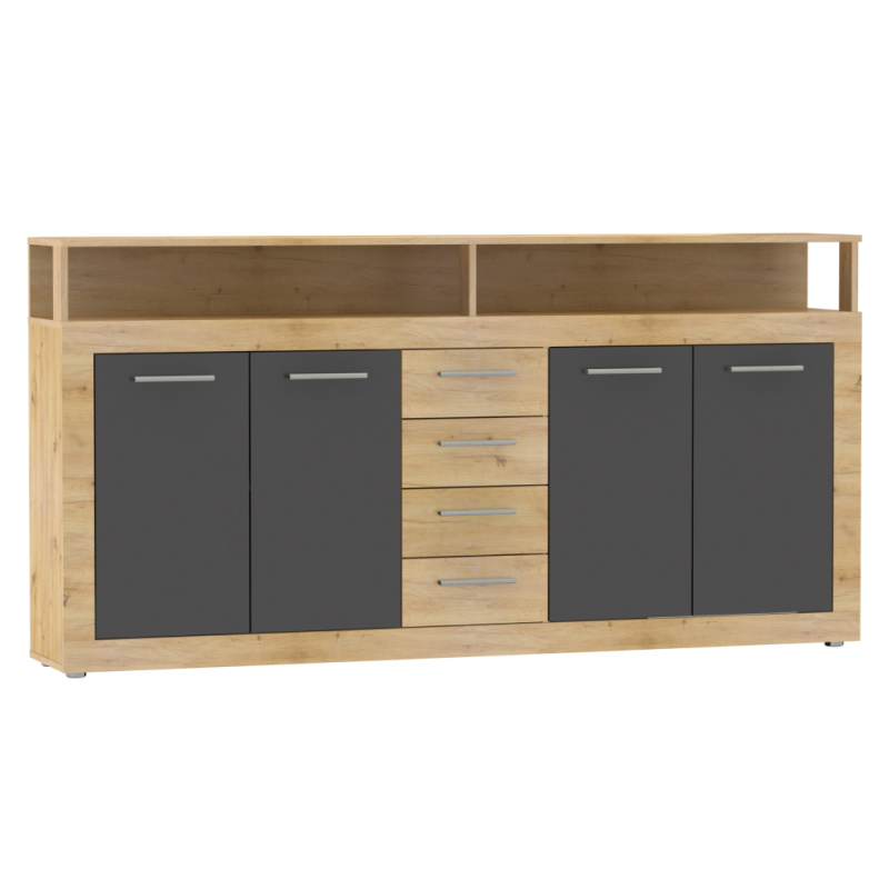 Kombinovaná komoda, dub artisan/grafit, LUNYSA 2 NEW R1, rozbalené zboží