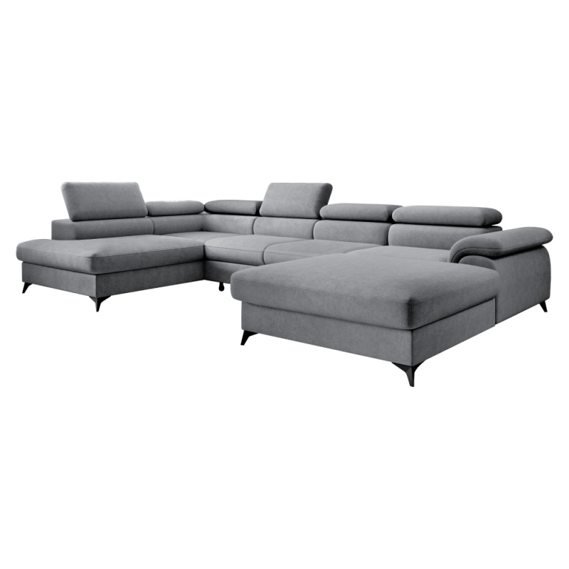 Rozkládací sedací souprava, šedá, levá, POLY ROH U P1, poškozené zboží