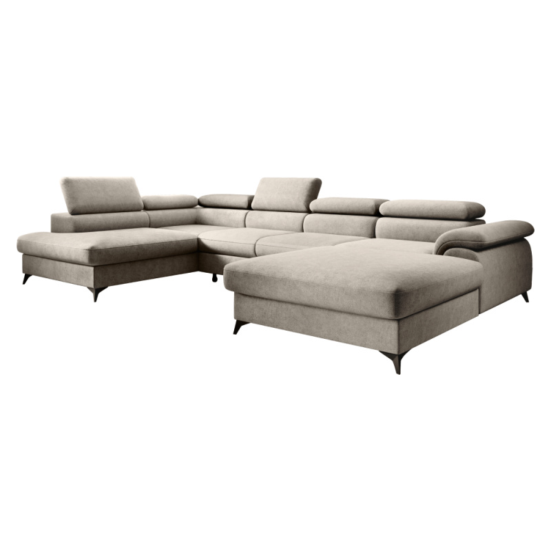 Rozkládací sedací souprava, béžová, levá, POLY ROH U P1, poškozené zboží