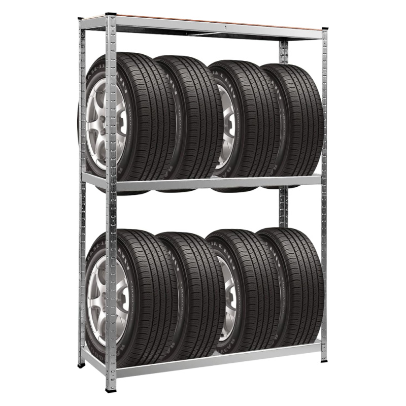 Stojan na pneumatiky 2-patrový, šedá, ocel RADEL NEW