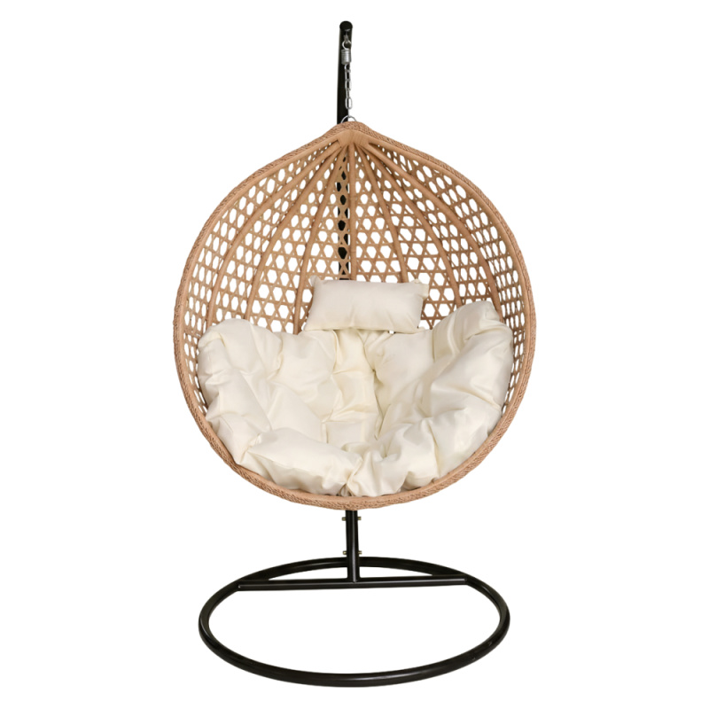 Závěsné křeslo, černá/béžová/krémová, EREN NEW