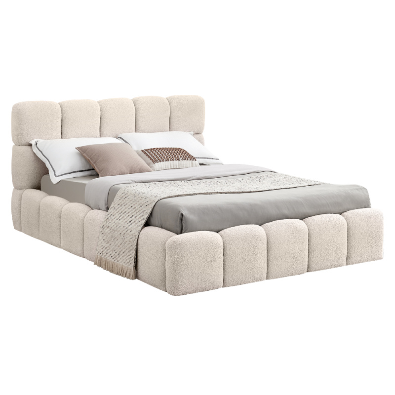 Postel s kovovým roštem a úložným prostorem, 140x200, béžová, SORELA