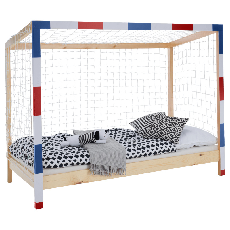 Montessori postel, přírodní/bílá/modrá/červená, 90x200, FUTAL RP1, rozbalené zboží