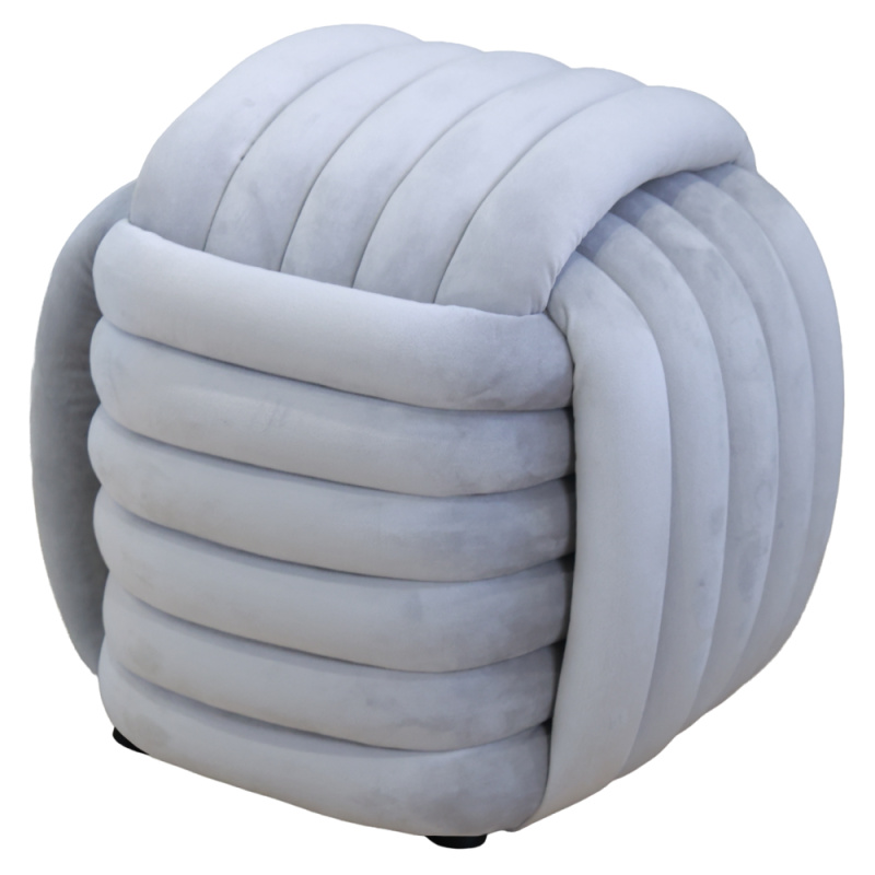 Designový taburet, světle šedá látka, MAGAL