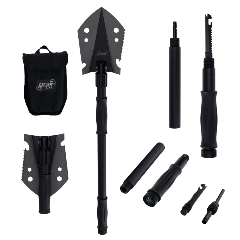 Multifunkční skládací lopata, 9v1, černá, TURAN TYP 1 RP1, rozbalené zboží