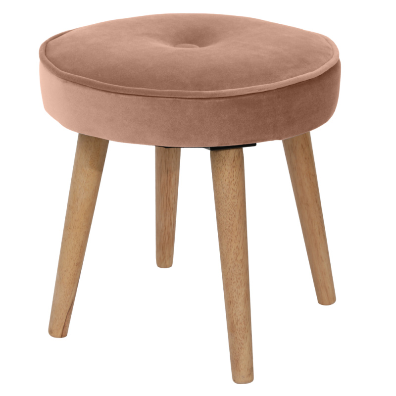 Taburet, růžová Velvet látka/hnědá, SAIDA P3, poškozené zboží