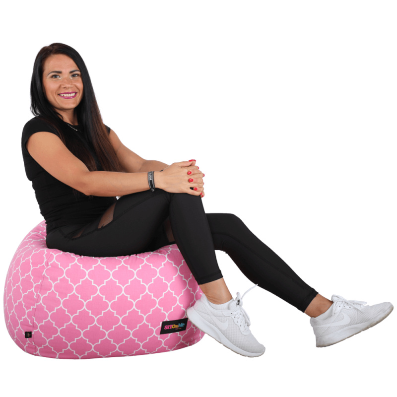 Sedací vak, růžovo-bílá vzor, GOMBY P1, poškozené zboží