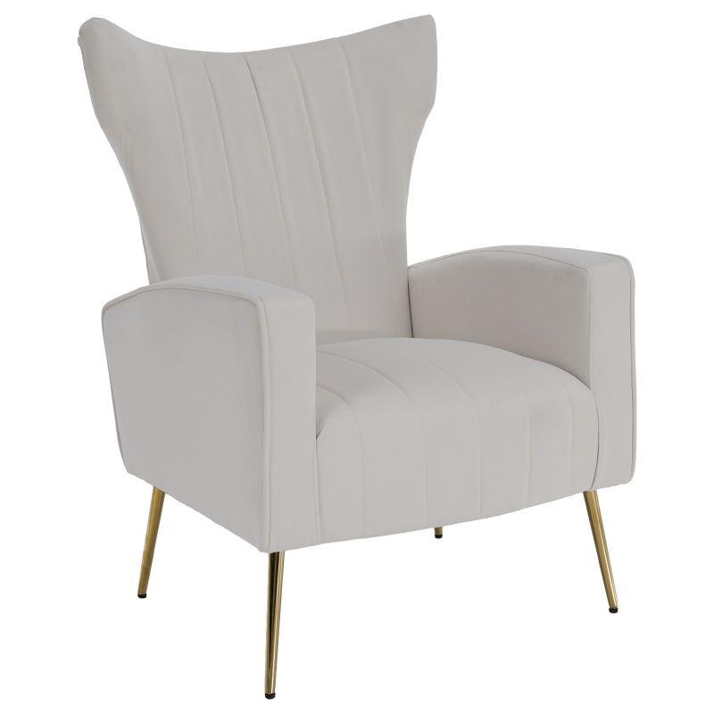 Relaxační křeslo, béžová Velvet látka, BARET RP1, rozbalené zboží