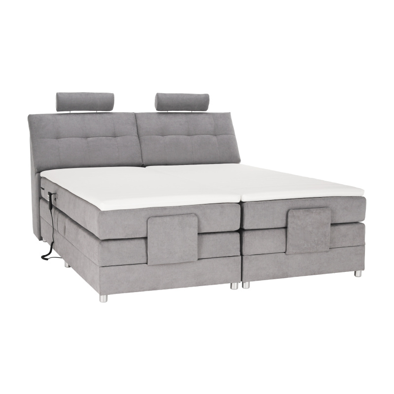 Elektrická polohovací postel, boxspring, šedá, 180x200, POLERMA PP1, poškozené zboží
