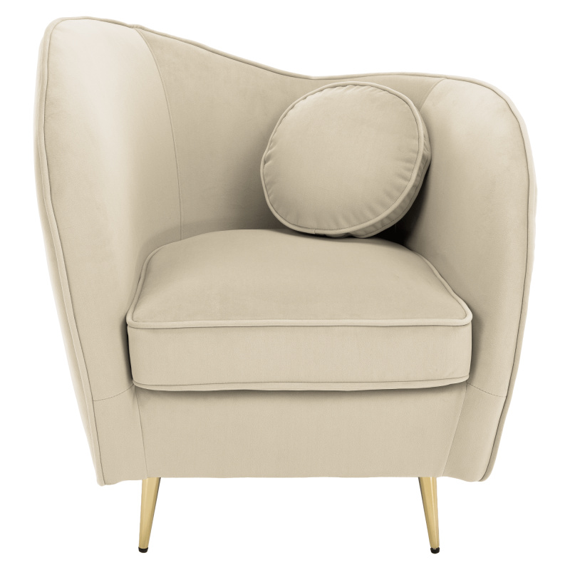 Designové křeslo, béžová Velvet látka/gold chrom zlatá, EZIO