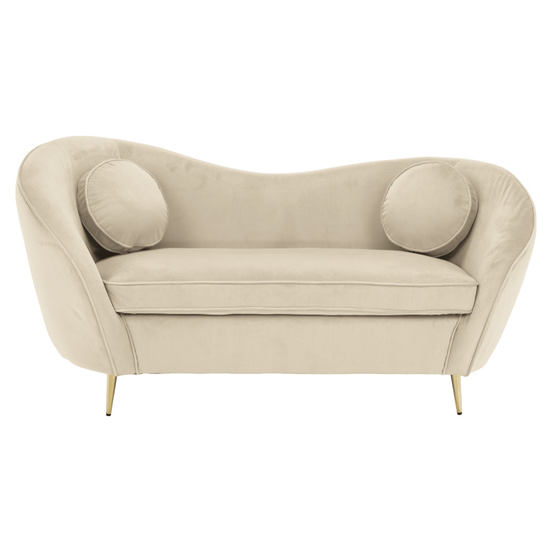 Designový 2-sed, béžová Velvet látka/gold chrom zlatá, EZIO TYP 2