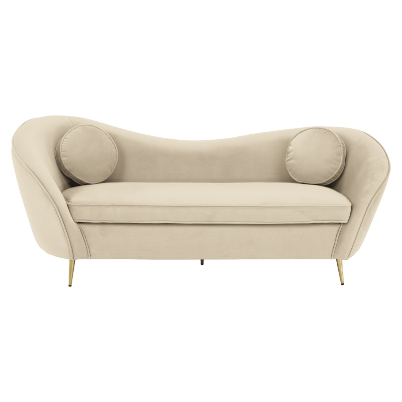 Designový 3-sed, béžová Velvet látka/gold chrom zlatá, EZIO TYP 3