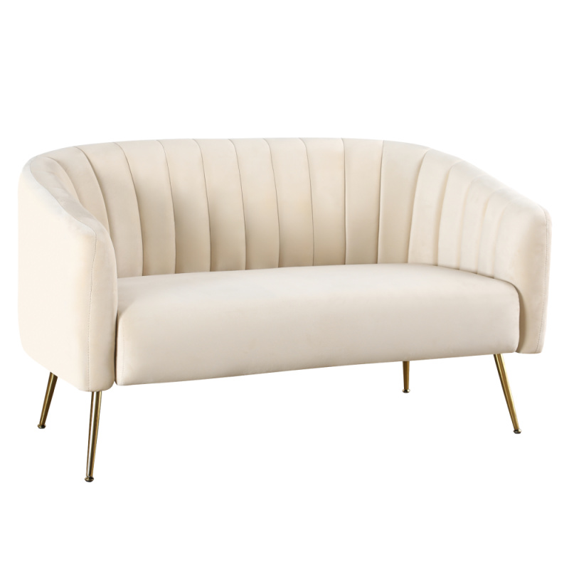 Designový 2-sed, béžová Velvet látka/gold chrom-zlatý, BAGY P1, poškozené zboží