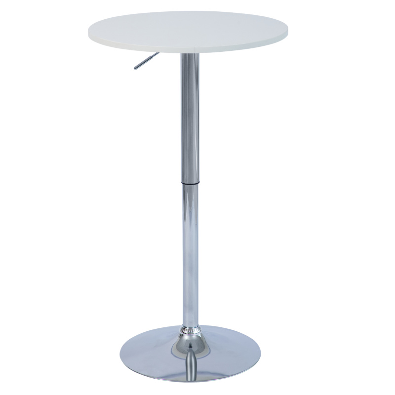 Barový stůl s nastavitelnou výškou, bílá, průměr 60 cm, BRANY 3 NEW
