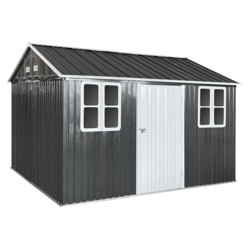 Plechový zahradní domek na nářadí, antracitová, 3,6x3,1x2,5 m, GABKO P1, poškozené zboží