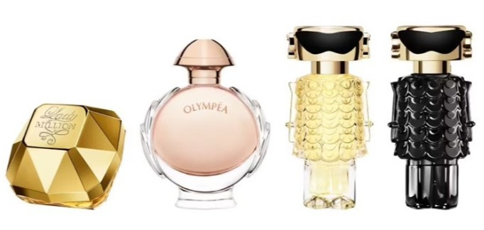 Rabanne Mini sada Rabanne pro ženy - Million - EDP 5 ml + Olympea - EDP 6 ml + Fame - parfém 4 ml + Fame - EDP 4 ml