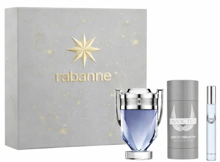 Rabanne Invictus - EDT 50 ml + tuhý deodorant 75 ml + EDT 10 ml