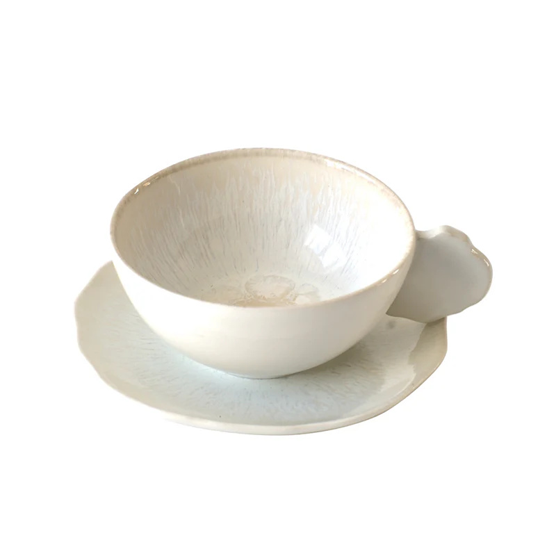 Jars Šálek s podšálkem M Plume, 200 ml / Ø 11 cm, mléčně bílá Perle JA961374