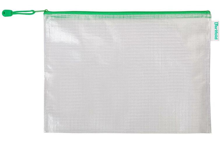 Obálka se zipem A4, PVC síťovina - zelená