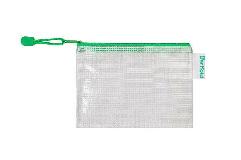 Obálka se zipem A5, PVC síťovina - zelená