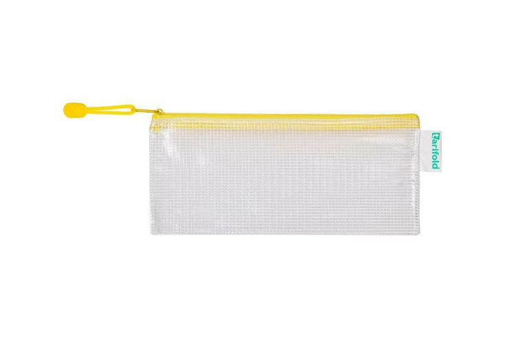 Obálka se zipem DL, PVC síťovina - žlutá