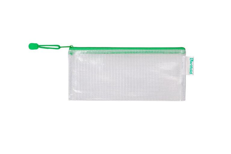 Obálka se zipem DL, PVC síťovina - zelená