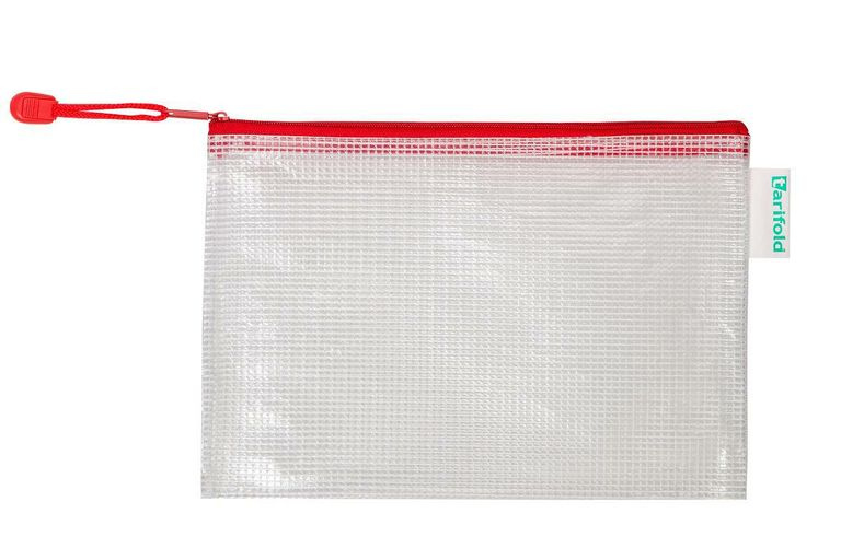 Obálka se zipem A6, PVC síťovina - červená