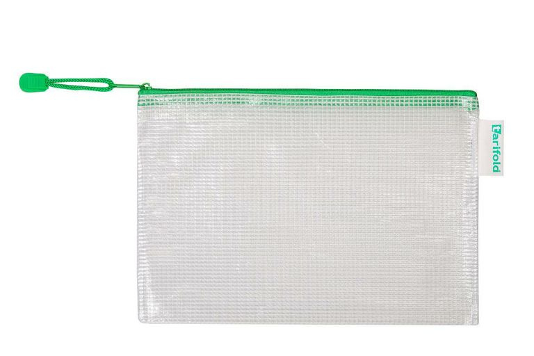 Obálka se zipem A6, PVC síťovina - zelená