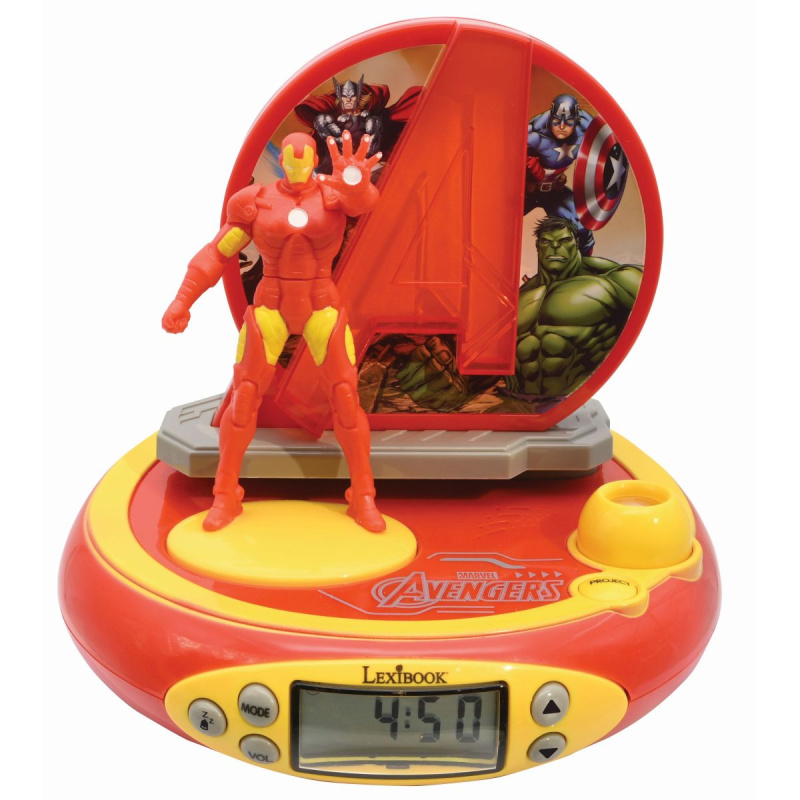 Lexibook Dětský budík Avengers Iron Man s rádiem a projektorem
