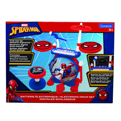 Lexibook Elektronický bicí hudební set Spider-Man se sedátkem