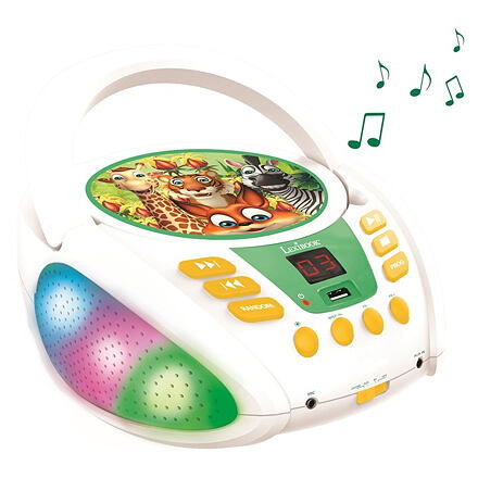 Lexibook Přenosný Bluetooth CD přehrávač Zvířata se světelnými efekty