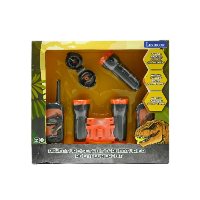 Lexibook dinosauří průzkumnická sada s vysílačkami, dalekohledem, baterkou a kompasem