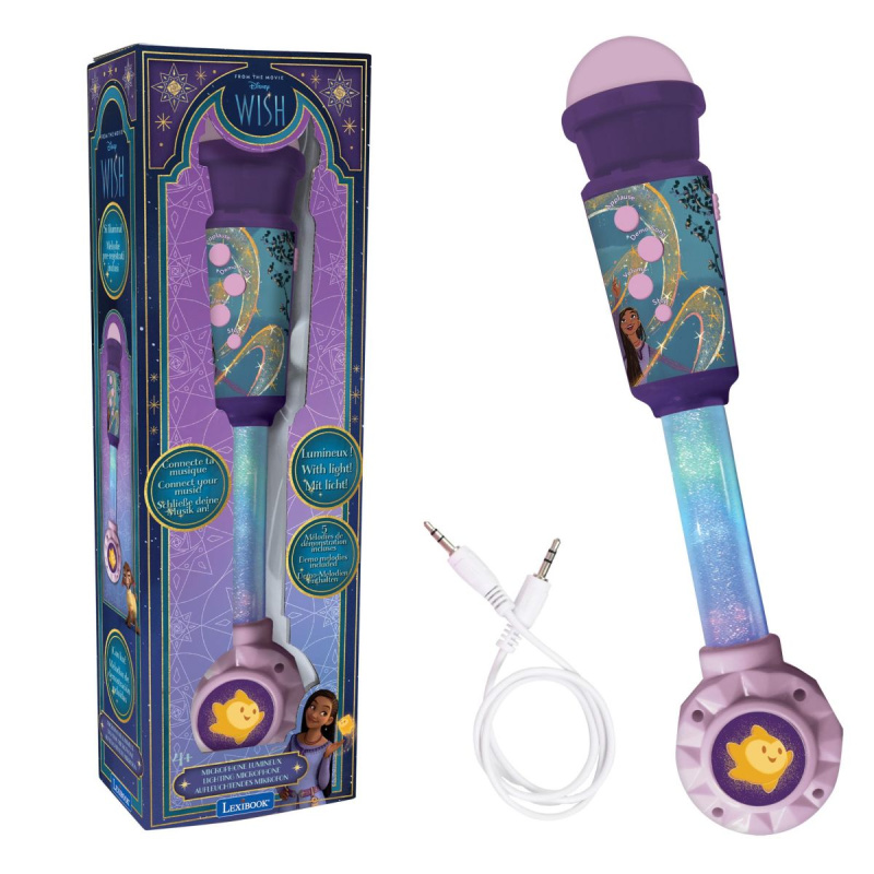 Lexibook Svítící trendy mikrofon Disney Přání s melodiemi
