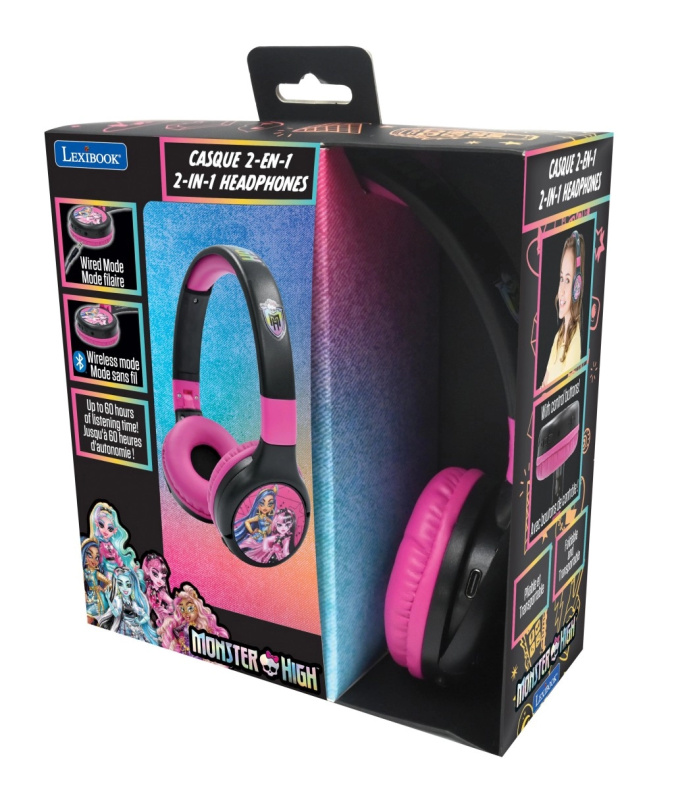 Lexibook Skládací bezdrátová sluchátka Monster High