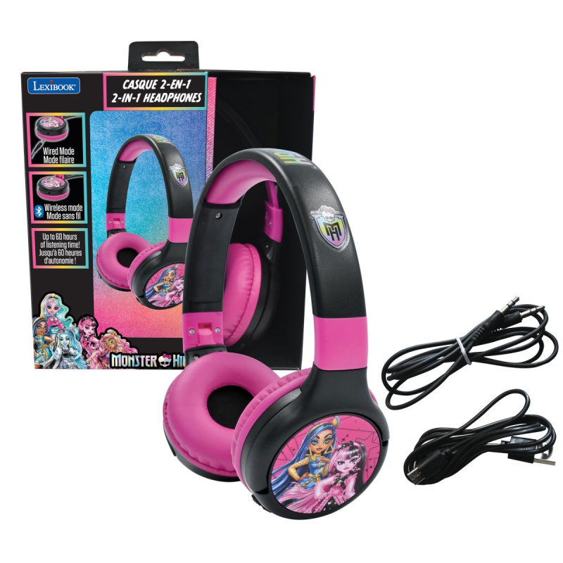 Lexibook Skládací bezdrátová sluchátka Monster High