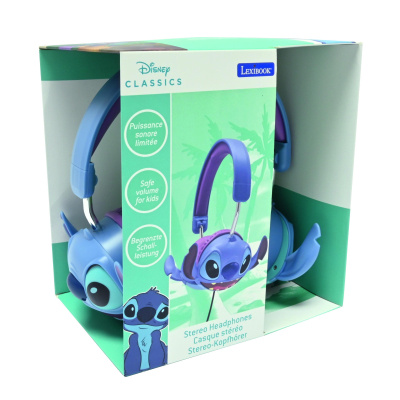 Lexibook Skládací drátová sluchátka Stitch s limitem hlasitosti