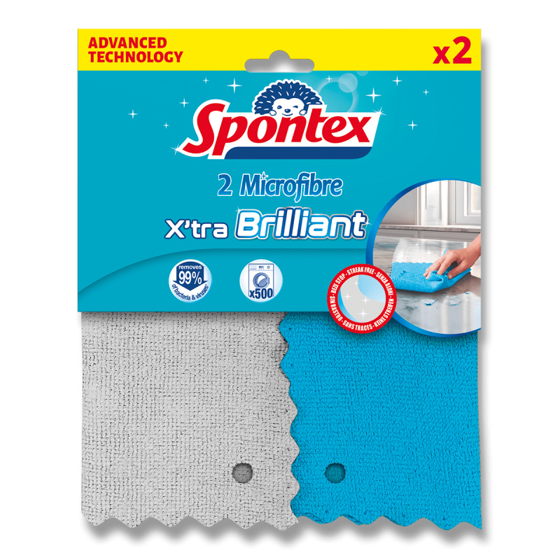 Mikroutěrky Spontex - Microfibre X´tra Brilliant, 2 ks