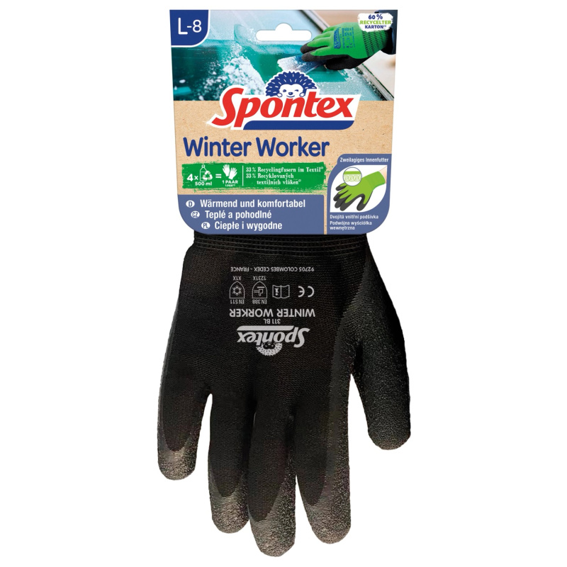 Spontex Rukavice z recyklovaných vláken Winter Worker, různé barvy, vel. L