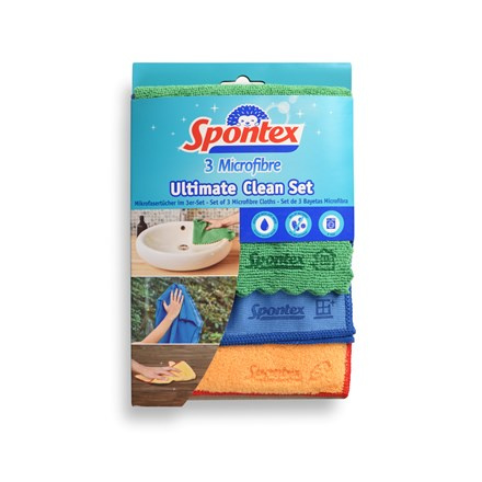 Spontex Ultimate Clean set - utěrky z mikrovlákna - 300 x 300 mm, 3 ks