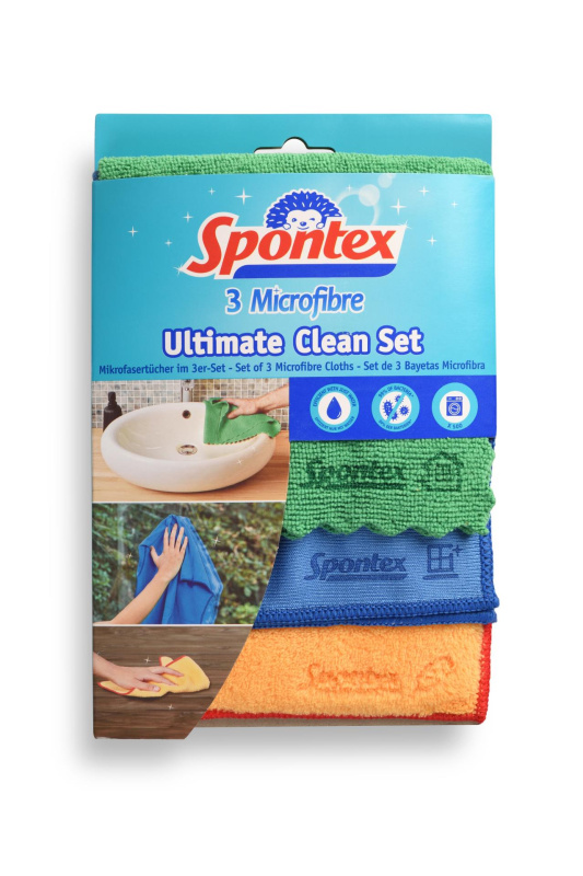 Spontex Ultimate Clean set - utěrky z mikrovlákna - 300 x 300 mm, 3 ks