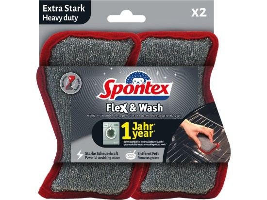 Spontex Flex&Wash Heavy duty drátěnka a houbička 2 ks